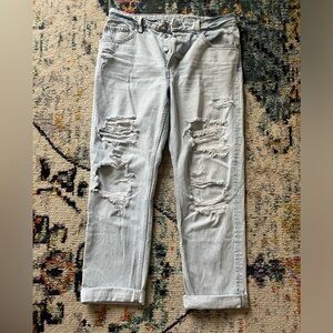 &denim H&M 90’s Boyfriend Cuffed Ripped Jeans